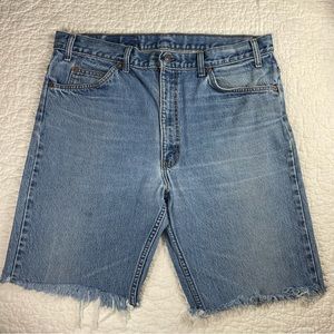 🔥Vintage Levi’s 505 Orange Tab Mid Wash High Rise Cut Off Jeans Shorts Men’s 38